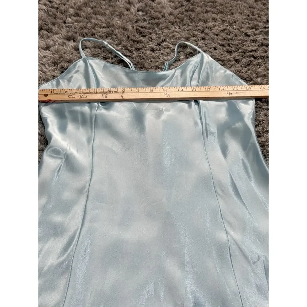 Y2K Secret Treasures Women’s Satin Slip Dress Nightgown Blue L Spaghetti Straps - Picture 10 of 13